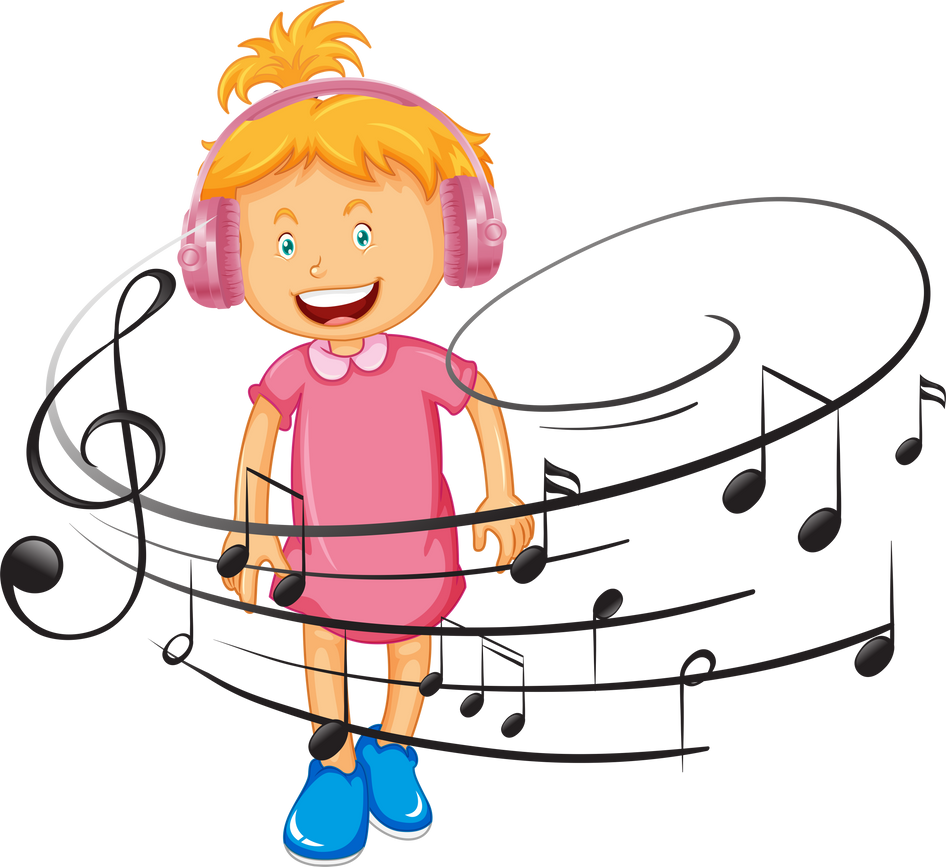 Girl Listening to Music Illustration